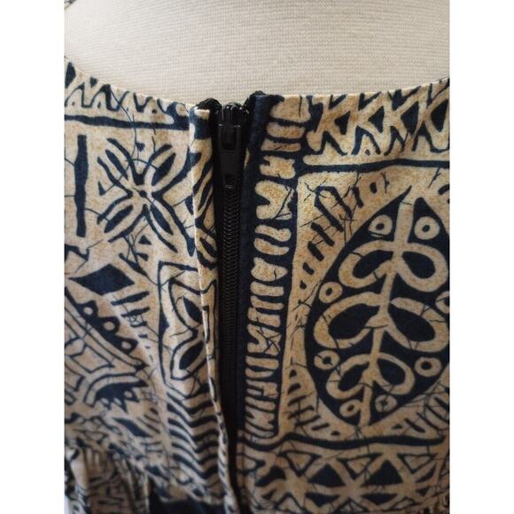 Royal Creations Hawaiian Muumuu Dress Sz M Geometric Tiki Midi Made in USA - Picture 6 of 6